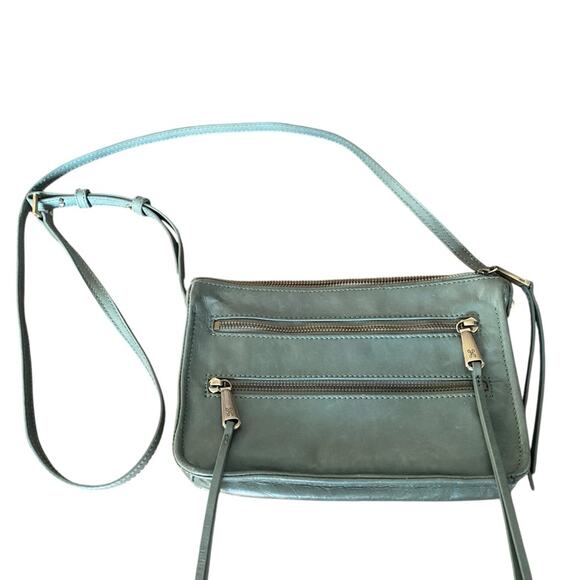 Hobo Billie Sage Green Zipper Leather Crossbody Purse - Picture 1 of 10